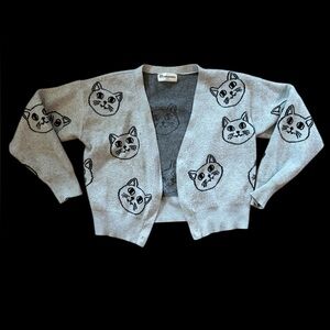 Gray Sweater with Black Cat Design